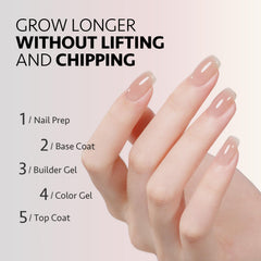 GAOY brush applying builder gel to tip demonstrating smooth application benefit