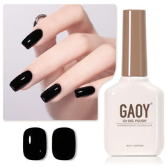 GAOY bottle front view showing label and glossy black color benefit