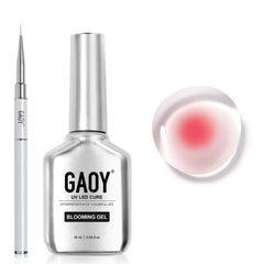 GAOY blooming gel front packaging showing product and brush, highlights easy application