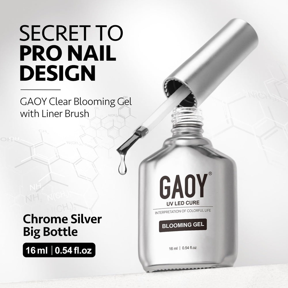 GAOY blooming gel on manicure desk with lamp, illustrating comfortable at-home use