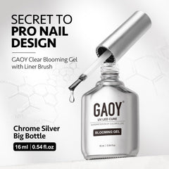 GAOY blooming gel on manicure desk with lamp, illustrating comfortable at-home use
