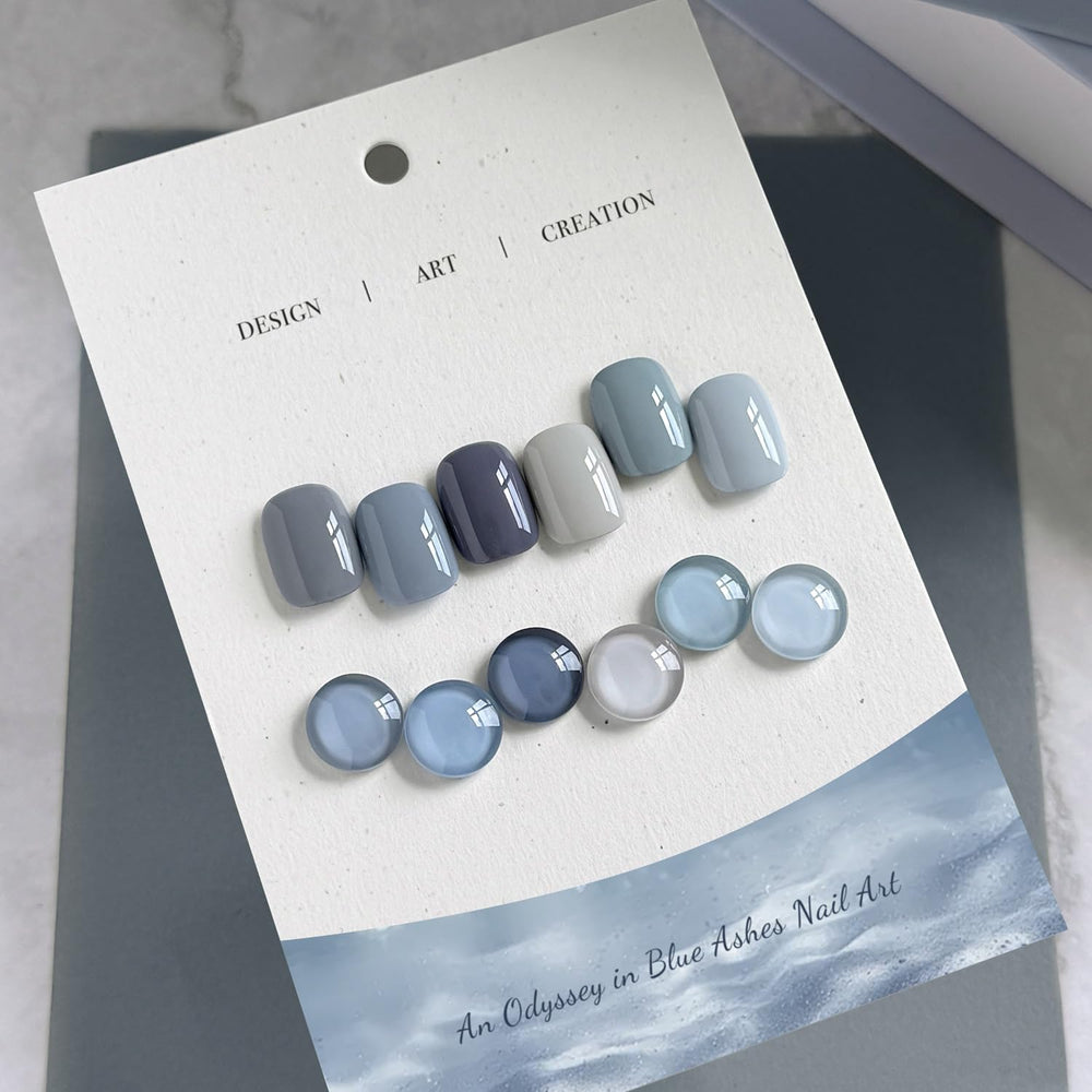 GAOY swatches on fan displaying six blue shades, aids color choice benefit