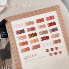 GAOY bottle collection top view displaying 20 jelly shades for versatile looks