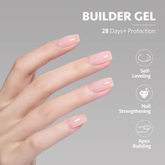 GAOY brush applying builder gel to nail, demonstrating controlled coverage and strength