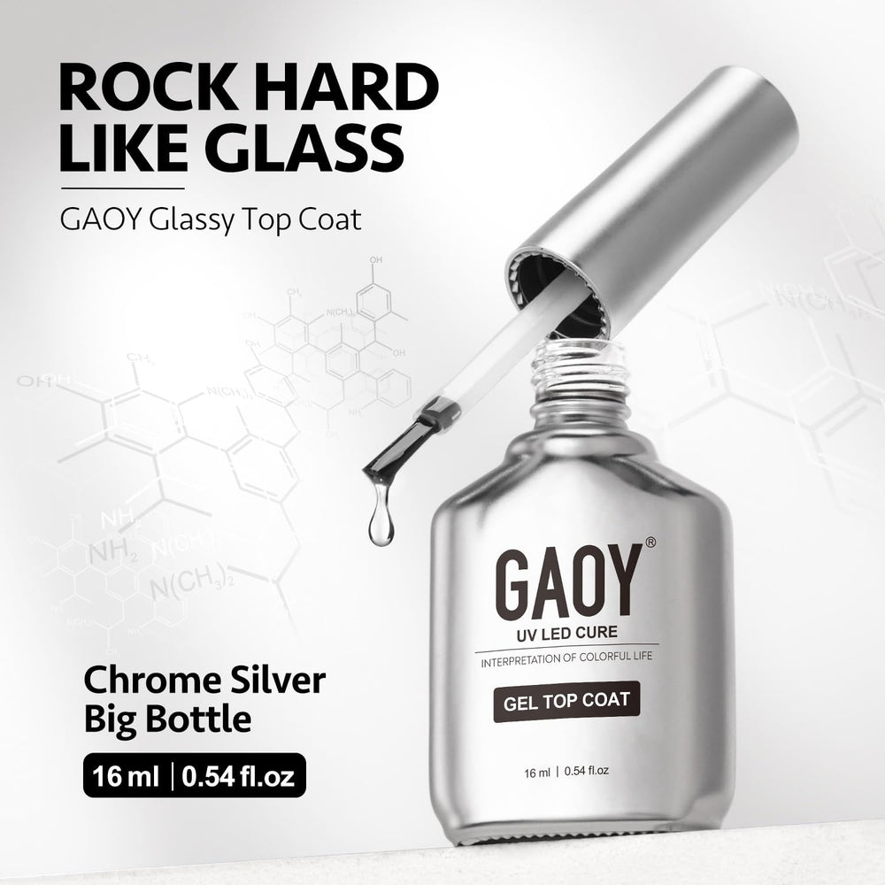 GAOY brush stroke of cured top coat demonstrating glass-like shine and smoothness