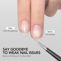 GAOY brush applying builder base to a natural nail illustrating improved durability