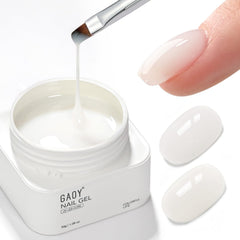 GAOY builder base jar front view showing milk white finish and packaging benefit