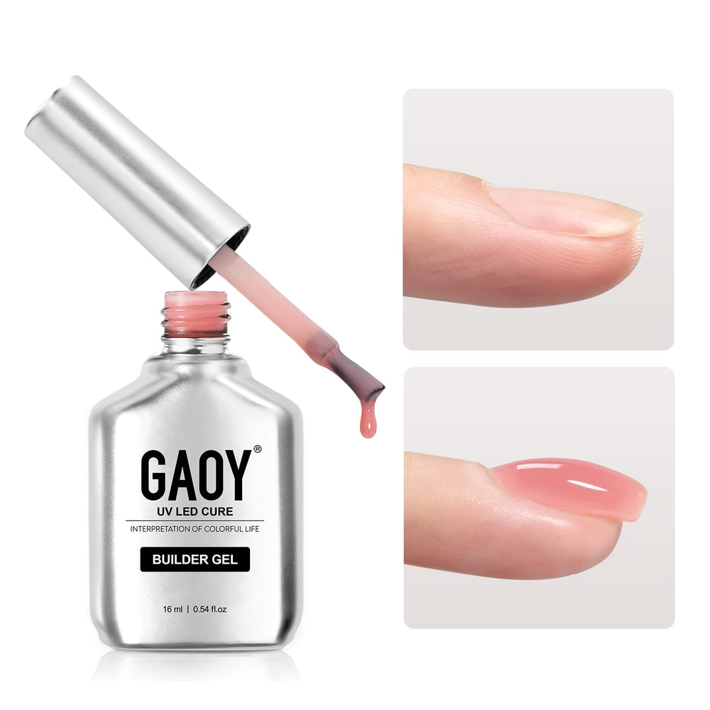 GAOY builder gel bottle front view showing 1965 Rose Pink, professional finish