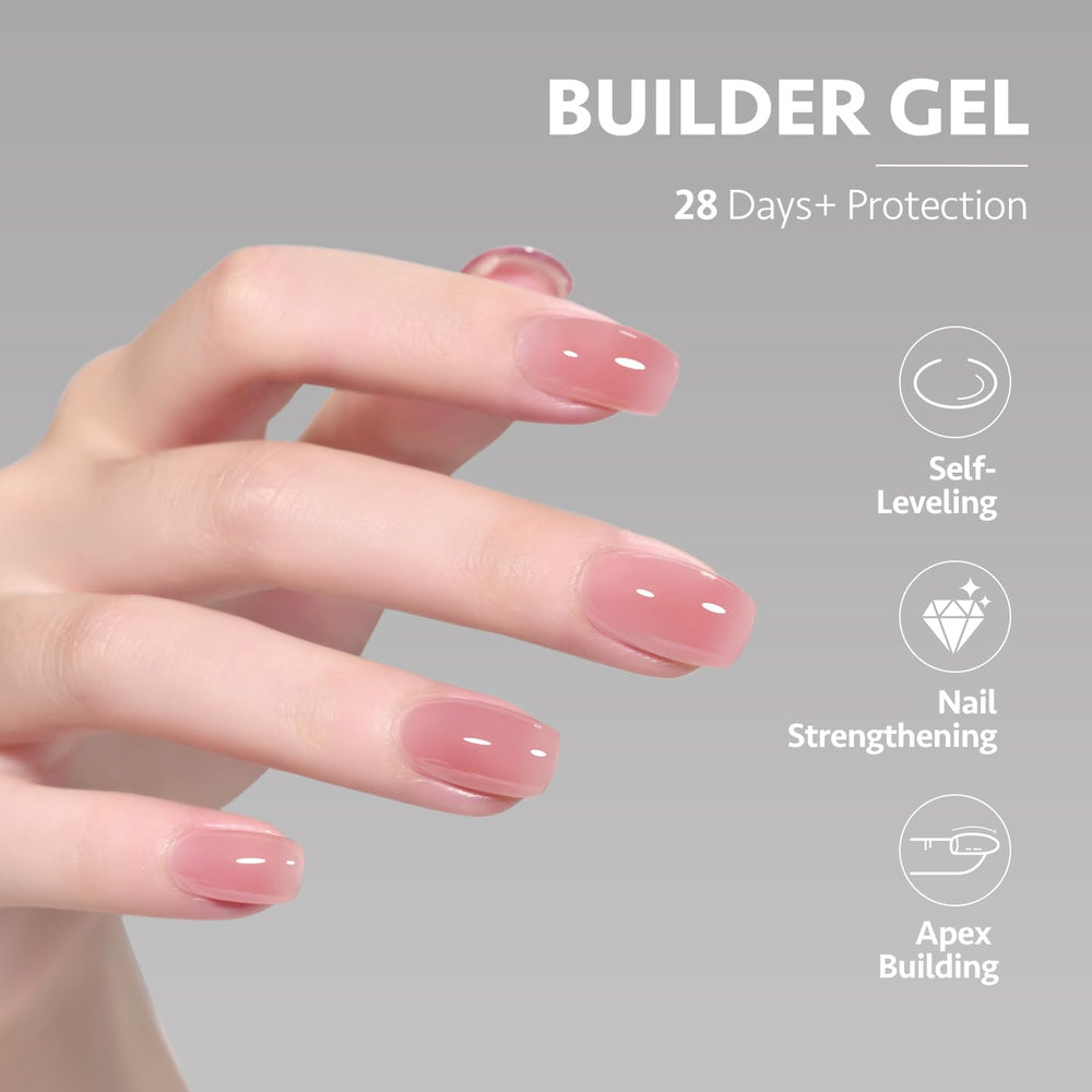 GAOY application on nail extension in progress showing strong build benefit