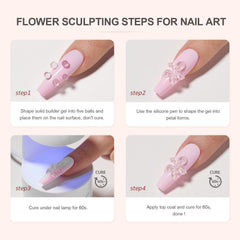 GAOY clear 3D sculpting gel finished manicure showing raised design and long-lasting benefit