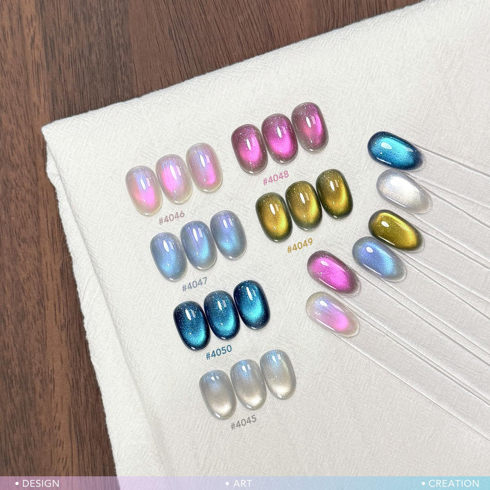 GAOY close-up texture of cured gel showing holographic shimmer and long-lasting shine