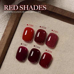 GAOY color swatch array of burgundy, cherry, jelly and glitter shades for quick preview