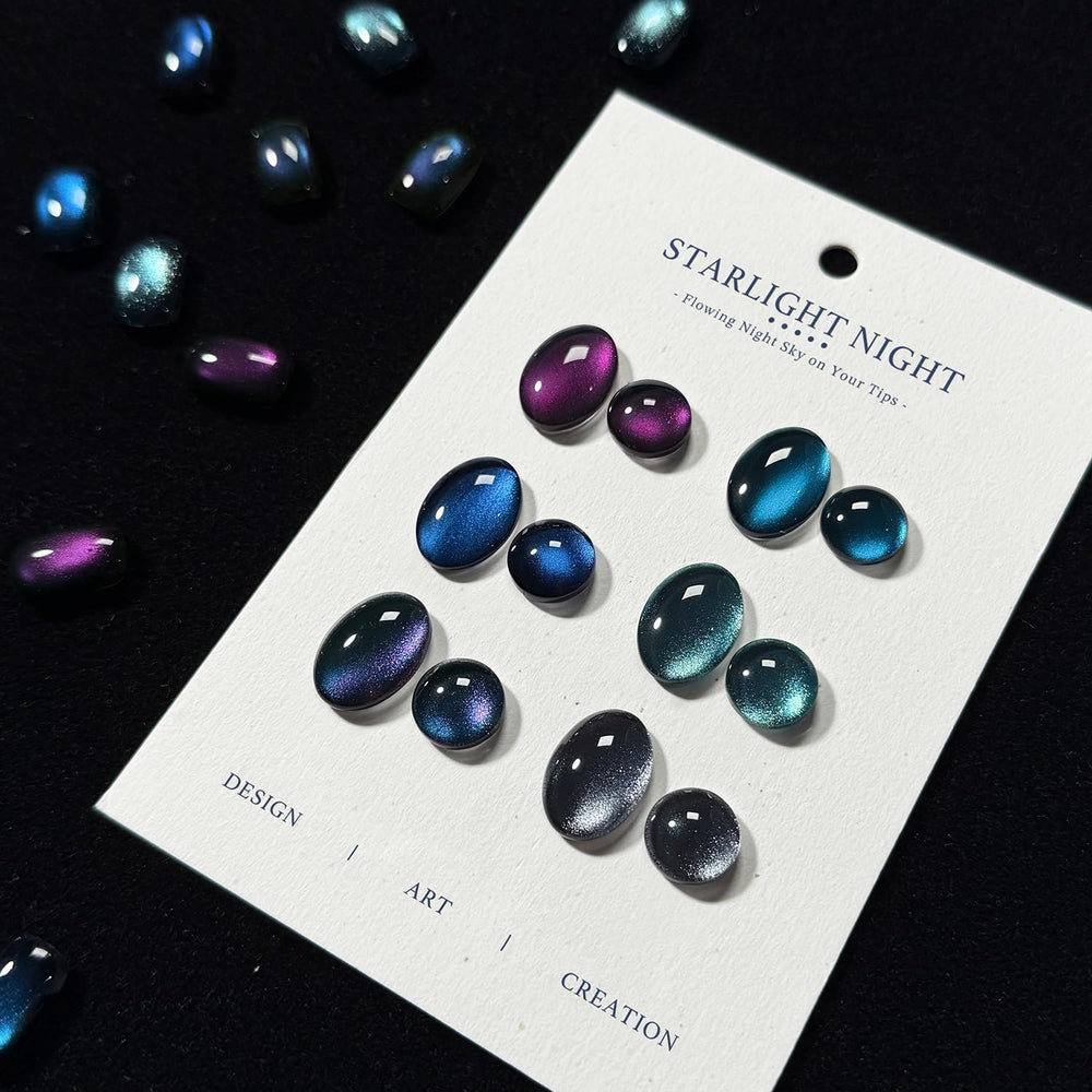 GAOY color swatches laid flat showing purple blue black glitter hues and selection benefit
