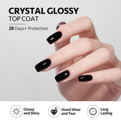 GAOY glossy top coat on nails showing mirror shine and long-lasting protection