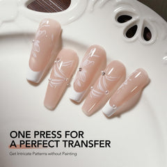 GAOY cured foil transfer on nail demonstrating crisp pattern and long-lasting finish