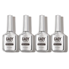 GAOY front view of four clear gel bottles showing product quantity and packaging benefit