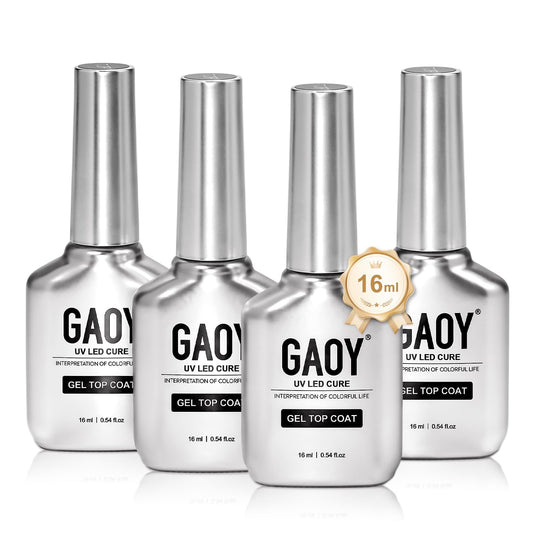 GAOY front view of four chrome silver bottles showing large 16ml volume and glossy finish
