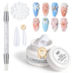 GAOY front packaging showing 60g solid builder gel and kit contents for quick setup
