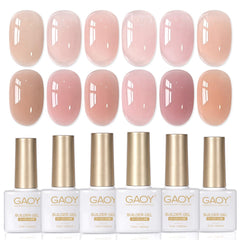 GAOY front packaging showing six builder gel bottles and kit benefits