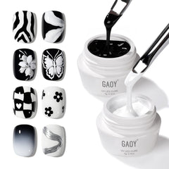 GAOY front packaging showing black and white gel set with clean presentation benefit