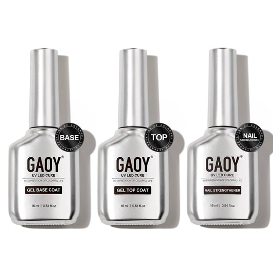 GAOY front packaging showing three 16ml bottles and glossy finish benefit