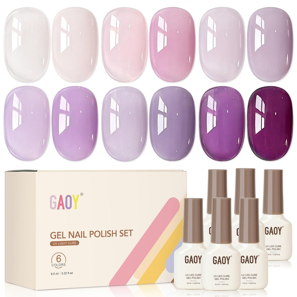GAOY front packaging showing six jelly purple gel bottles and benefits