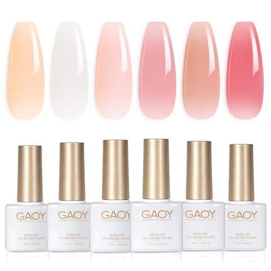 GAOY front packaging showing six translucent gel bottles and kit benefits