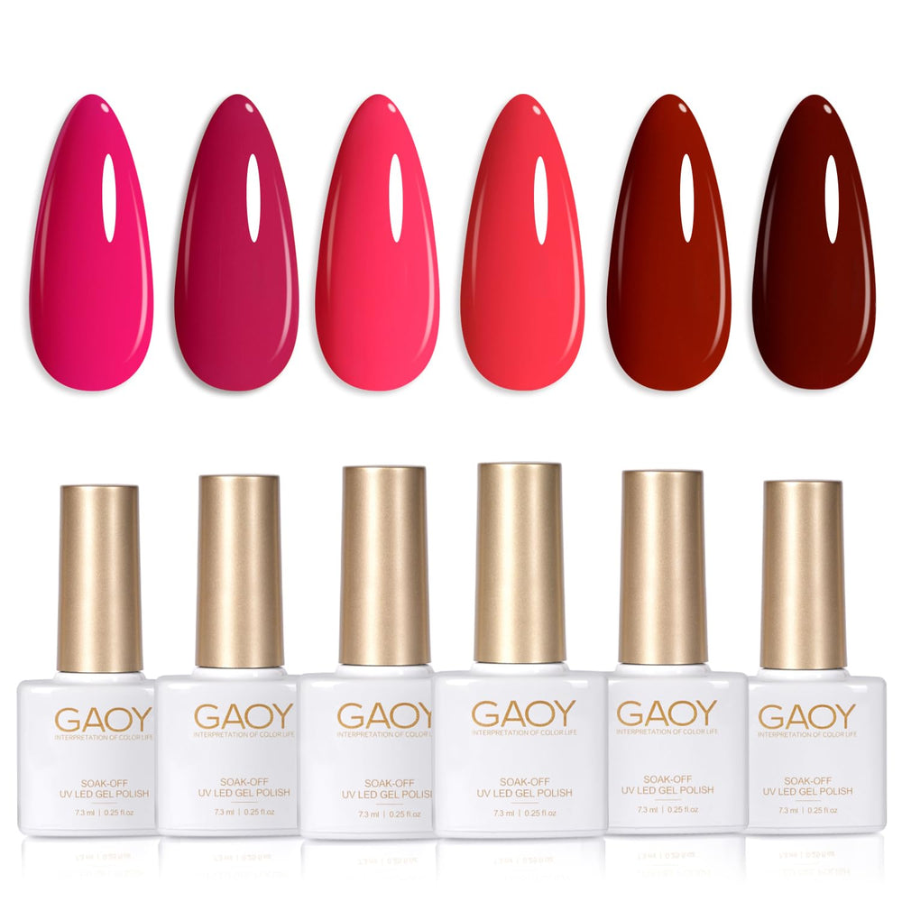 GAOY front packaging showing six neon gel bottles and benefits of variety