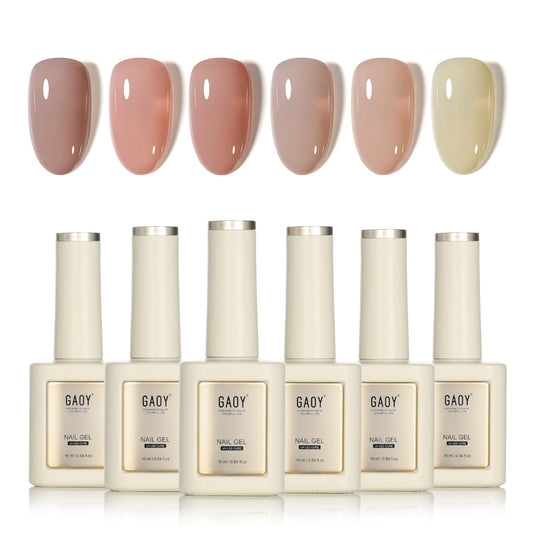 GAOY front packaging showing six nude jelly bottles and set benefits