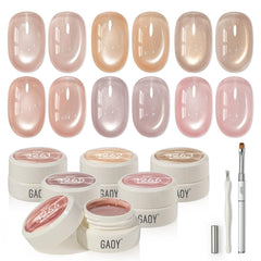 GAOY front packaging showing six nude nebula gel pots for cohesive manicures