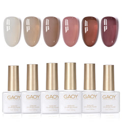 GAOY front packaging showing six translucent gel bottles and color range benefits