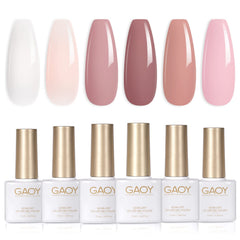 GAOY front packaging with six bottles showing neutral shades and convenience