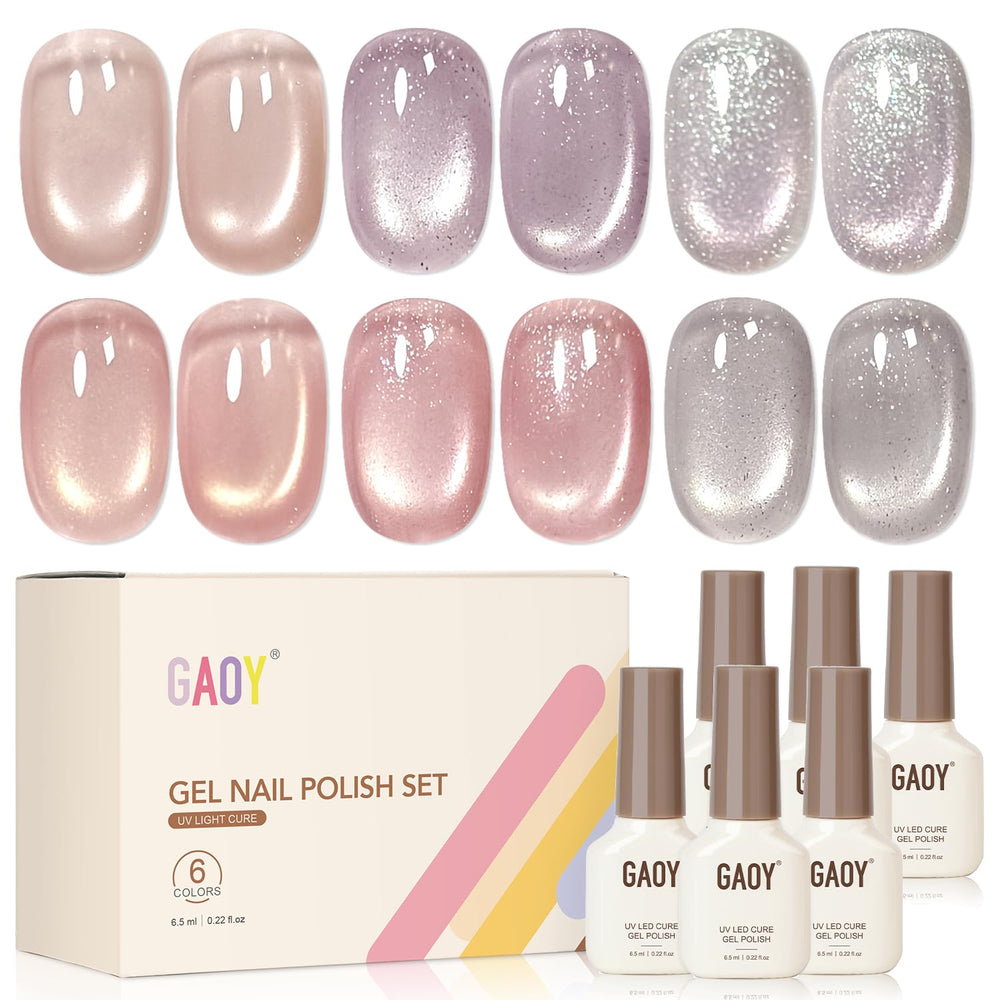 GAOY front packaging showing six magnetic gel bottles and benefits of variety