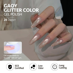 GAOY lifestyle party-style nails on hands showcasing salon-quality sparkle for events