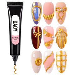 GAOY gold 3D nail gel tube front view showing compact packaging and easy-squeeze design