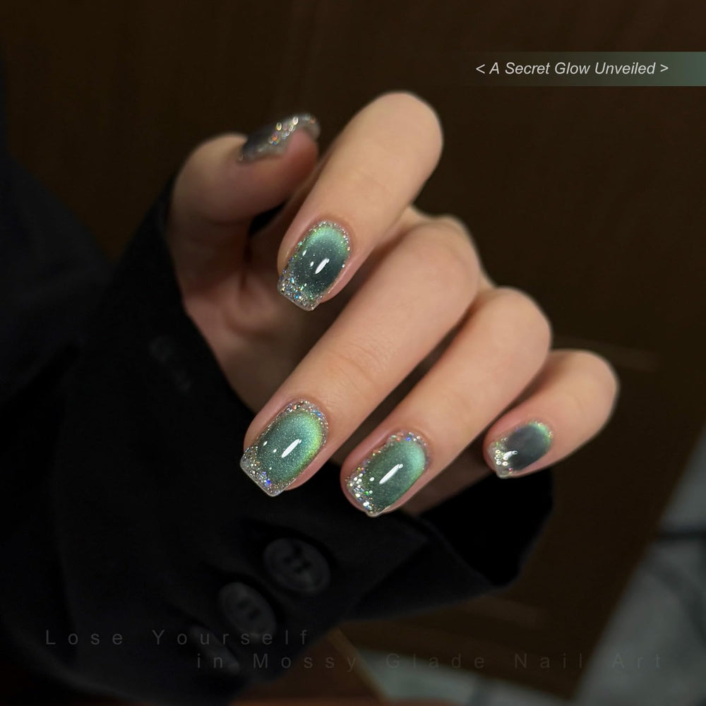 GAOY swatches on a nail wheel showing translucent layers and holographic sparkle benefits
