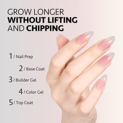 GAOY builder gel being brushed onto a nail demonstrating easy sculpting benefit