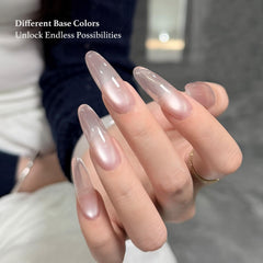 GAOY painted nail swatch with silver cat-eye band, displaying reflective professional finish