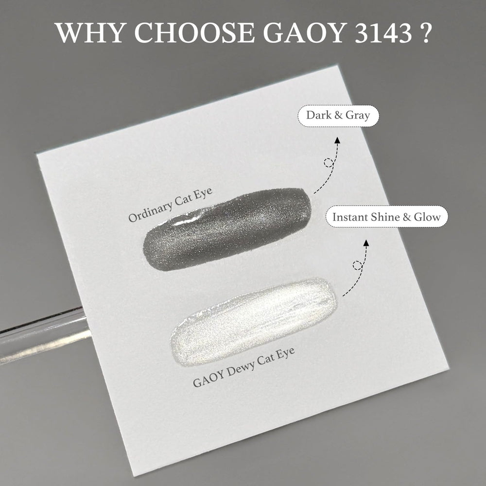 GAOY gel texture swatch on applicator showing holographic shimmer and smooth application