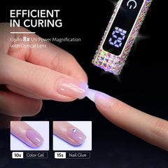 GAOY lamp LCD display and touch controls visible for accurate timer and battery status