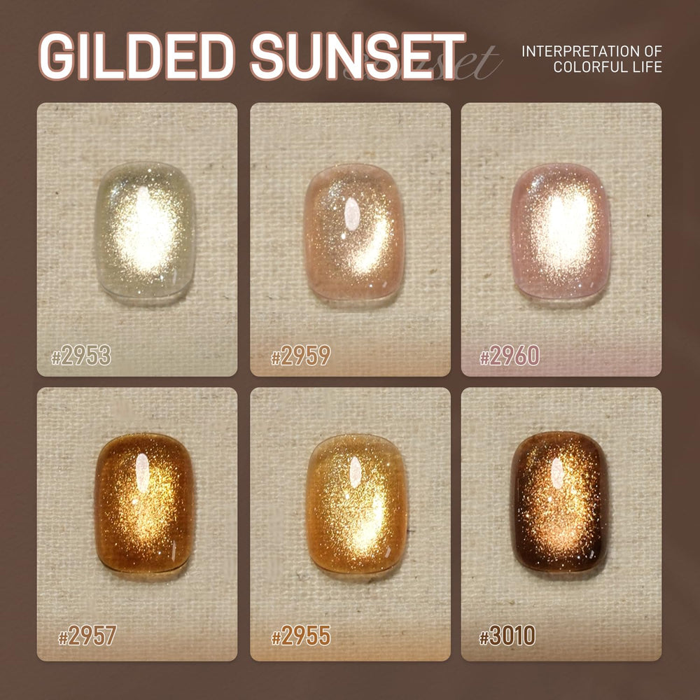 GAOY hand model wearing gilded sunset nails showcasing salon-quality wearable result