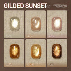 GAOY hand model wearing gilded sunset nails showcasing salon-quality wearable result