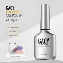 GAOY finished manicure on model hands demonstrating reflective finish benefit salon-style look