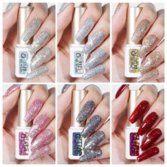 GAOY manicure next to UV lamp showing cured glossy finish for long wear