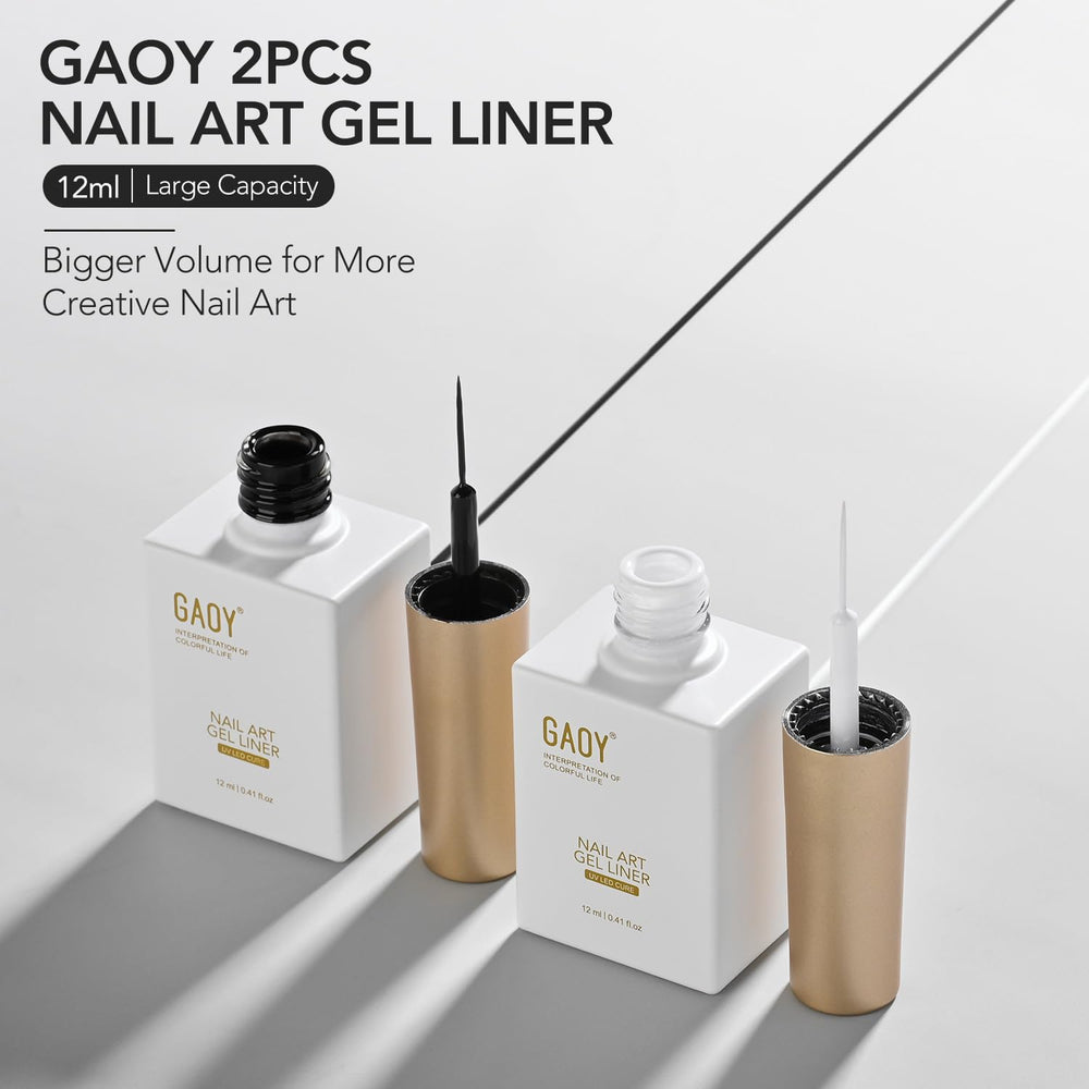 GAOY finished monochrome graphic nails in lifestyle setting, professional-looking results