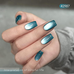 GAOY magnet held over uncured polish creating cat-eye stripe, demonstrates easy magnetic control benefit