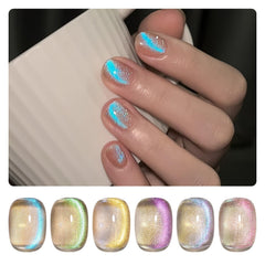GAOY front packaging showing six mermaid blue gel bottles and magnet for easy at-home nails
