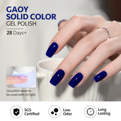 GAOY painted fingernails in midnight blue demonstrating salon-quality shine and durability