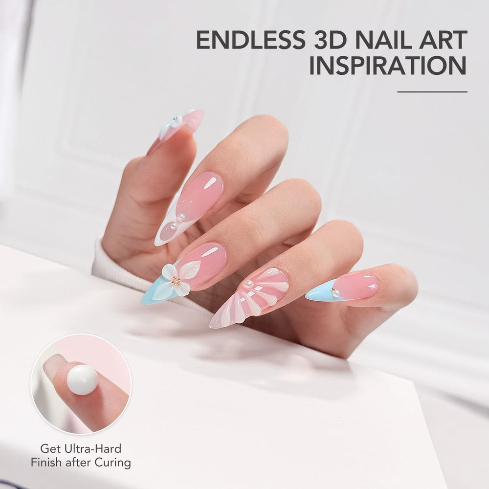 GAOY step-by-step extension on nail with dual form showing fast curing benefit