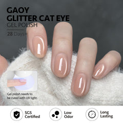 GAOY nail in use with magnet creating a bright cat-eye band for salon-quality look